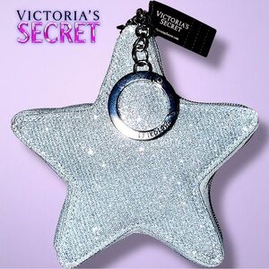 VICTORIA'S SECRET | Silver Star Keychain Bag Pouch NWT | Metallic Shimmer